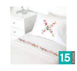 Juego Sábanas 1.5 plazas Letras vintage X blanco