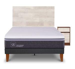 Cama europea Curve O Advance 1.5 plazas Legno + respaldo+ velador Cic