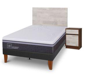 Cama europea Curve O Advance 1.5 plazas Legno + respaldo+ velador Cic