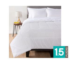 Plumón bicolor 1.5 plazas + Juego de sábanas blanco