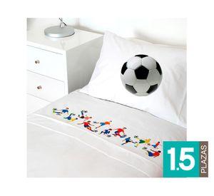 Juego sábanas 1.5 plazas 200 hilos Futbolistas blanco