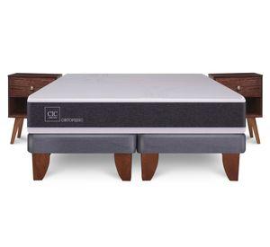 Cama europea 2 plazas Ortopedic + veladores Múnich chocolate Cic