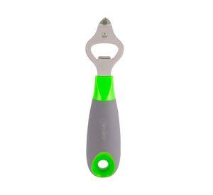 Destapador abrebotellas metal/plástico verde