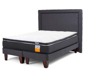 Cama europea funcional 2 plazas base dividida x 190 cm + respaldo + topper