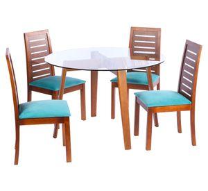 Juego de comedor 4 sillas tela turquesa Latam Home