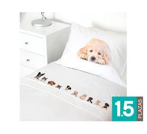 Juego sábanas 1.5 plazas 200 hilos Animal Friend blanco