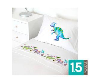 Juego Sábanas 1.5 plazas Dino blanco