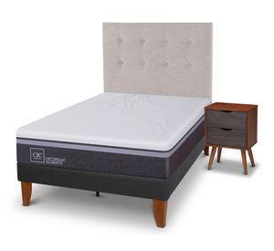 Cama europea Curve O Advance 1.5 plazas Tigris + respaldo + velador Cic