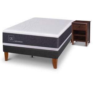 Cama europea Curve Ortopedic 1.5 plazas + velador Cic