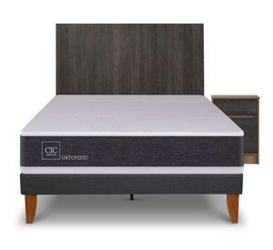 Cama europea Curve Ortopedic 1.5 plazas Espresso + respaldo + velador Cic
