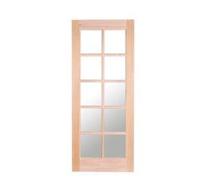 Puerta Pino Radiata Sevillana 60x220 cm 10 Vidrios Moldupanel