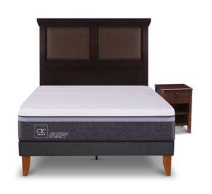 Cama europea Curve O Advance 1.5 plazas New Torino + respaldo + velador Cic