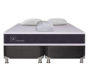Box spring 2 plazas Ortopedic base dividida B5 + almohadas + cubrecolchón Cic