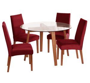 Juego de comedor 4 sillas tela burdeo Latam Home