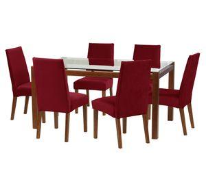 Juego de comedor 6 sillas tela burdeo Latam Home