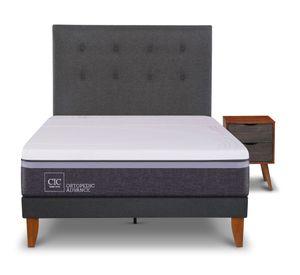 Cama europea Curve O Advance 1.5 plazas Eufrates + respaldo + velador Cic