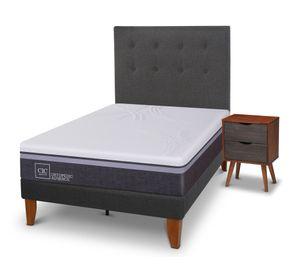 Cama europea Curve O Advance 1.5 plazas Eufrates + respaldo + velador Cic