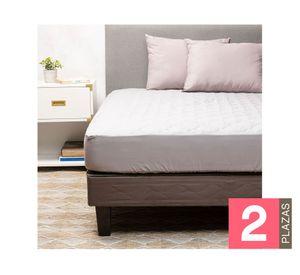 Cubre colchón 2 plazas + 2 Almohadas gris
