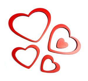 Sticker madera corazones rojo