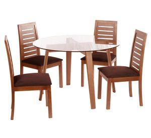 Juego de comedor 4 sillas tela chocolate Latam Home