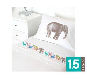 Juego Sábanas 1.5 plazas Safari blanco