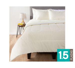 Plumón bicolor 1.5 plazas beige/blanco + Sábana beige + Sábana blanca