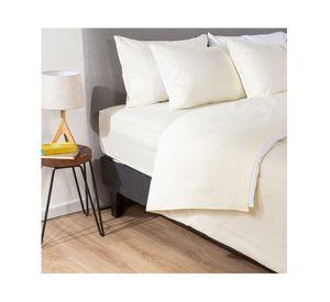 Plumón bicolor 1.5 plazas beige/blanco + Sábana beige + Sábana blanca