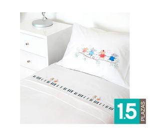 Juego Sábanas 1.5 plazas Músicos blanco