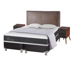 Box spring 2 plazas Ortopedic base dividida B5 + set Baker/ Niger + almohadas + plumón Cic