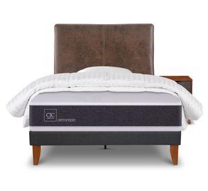 Cama europea Curve Ortopedic 1.5 plazas + 1 almohada + 1 plumón + 1 respaldo + 1 velador Cic