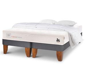 Cama europea king Cocopedic + almohadas + plumón Cic.