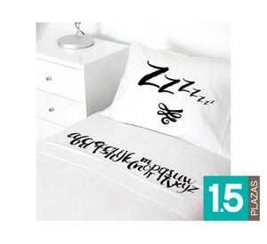 Juego Sábanas 1.5 plazas Letras Pizarra blanco