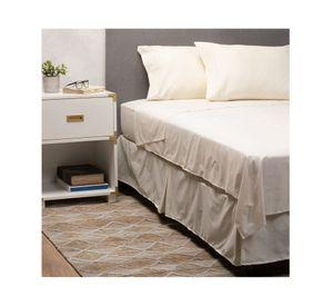 Cubre colchón King + Juego de sábanas + Faldón beige