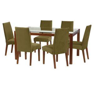 Juego de comedor 6 sillas tela verde Latam Home