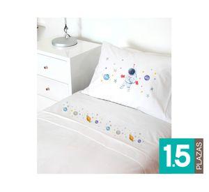 Juego Sábanas 1.5 plazas Espacial blanco