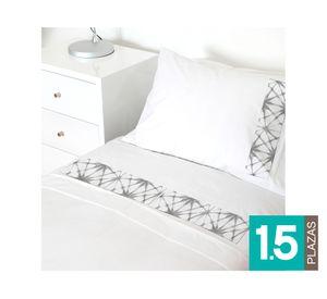 Juego sábanas 1.5 plazas 200 hilos Shibori gris
