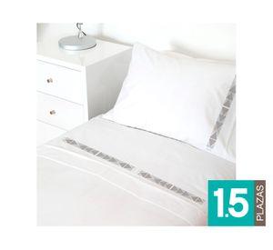 Juego sábanas 1.5 plazas 200 hilos Etnia blanco