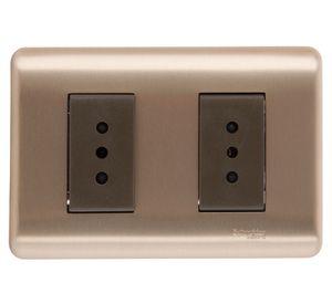 Placa armada toma corriente doble iridium bronceada Schneider