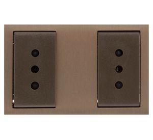 Placa armada toma corriente doble iridium bronceada Schneider