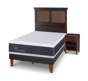 Cama europea Curve Ortopedic 1.5 plazas New Torino + 1 respaldo + 1 velador Cic