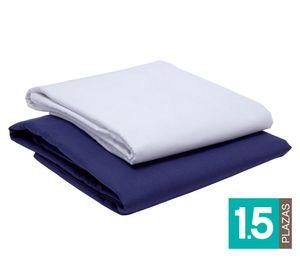 Pack 2 Juego de sábanas 1.5 plazas azul/blanco