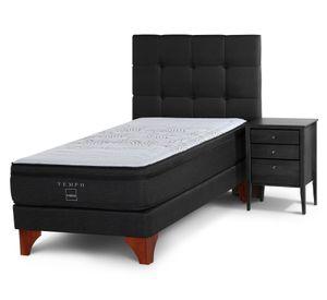 Box spring 1.5 plazas Tempo patas + set Issey grafito Rosen