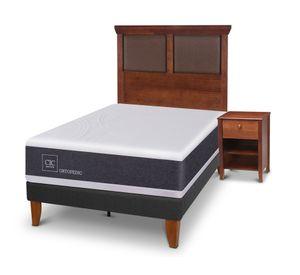 Cama europea Curve Ortopedic 1.5 plazas New Torino + 1 respaldo + 1 velador Cic