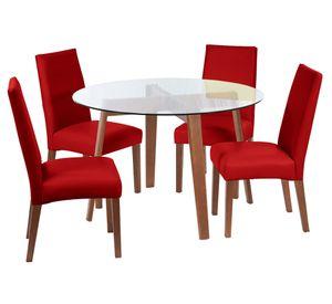 Juego de comedor 4 sillas Pu rojo Latam Home