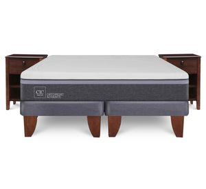 Cama europea 2 plazas Ortopedic Advance base dividida + velador New Torino chocolate Cic