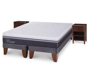Cama europea 2 plazas Ortopedic Advance base dividida + velador New Torino chocolate Cic