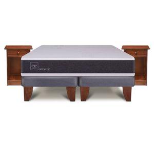 Cama europea 2 plazas Ortopedic + veladores Villarrica chocolate Cic
