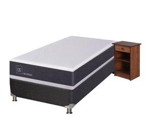 Box spring New Ortopedic 1 plaza + velador Dublin Caramel Cic