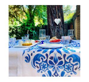 Camino de mesa Greek blanco velo organza 180x60 cm