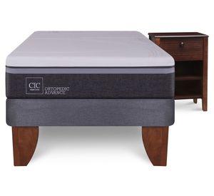Cama europea 1.5 plazas Ortopedic Advance + velador New Torino chocolate Cic